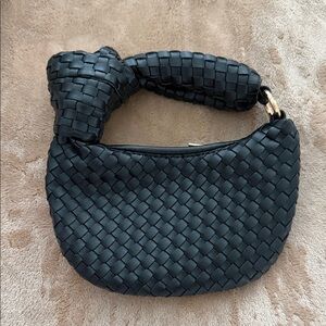Anthropologie Black Woven Mini Hobo Bag
